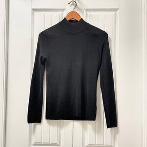 Vintage Camela Merino Wool Blend Knit Mockneck Sweater Black